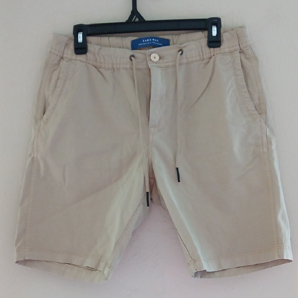 Zara Men‎ Tan Flat Front Shorts Lightweight Slim Fit Sz 31